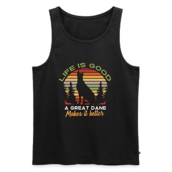 Life is good A Great Dane does it - Men's Premium Organic Tank Top - black - Front - AI Model Male 178 light (178cm)