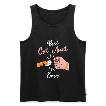 Meilleure tante de chat de tous les temps avec cat Faust - Débardeur bio Premium Homme - noir - Devant - AI Model Male 178 light (178cm)