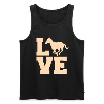 Amoureux des chevaux Équitation Cavalière fille - Débardeur bio Premium Homme - noir - Devant - Michal (187cm)