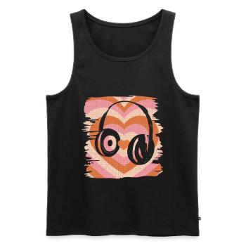 Headphones Retro Music - Men's Premium Organic Tank Top - black - Front - AI Model Male 178 light (178cm)