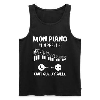 Piano pianiste cadeau humour anniversaire musique - Débardeur bio Premium Homme - noir - Devant - Michal (187cm)