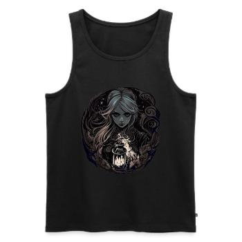 Sombre Belle Sorcière / Wicca - Débardeur bio Premium Homme - noir - Devant - AI Model Male 178 light (178cm)