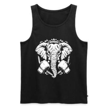 Éléphant Boxer Fighter - Débardeur bio Premium Homme - noir - Devant - Michal (187cm)