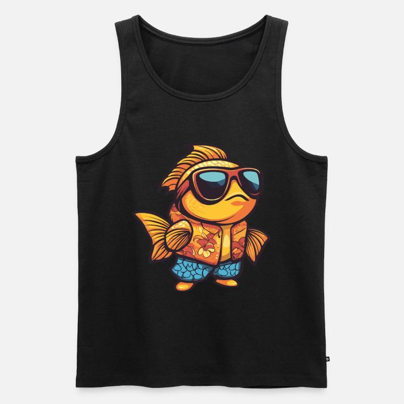 Goldfische Comic Lustig Sommer - Männer Premium Bio Tank Top - Schwarz