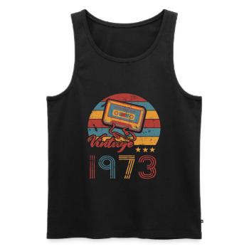 Birthday 1973 Cassette Retro Vintage Year of construction - Men's Premium Organic Tank Top - black - Front - Michal (187cm)