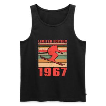 Skifahrer Skifahrerin Langlaufski Geburtstag 1967 - Männer Premium Bio Tank Top - Schwarz - Vorne - AI Model Male 178 light (178cm)