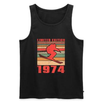 Skifahrer Skifahrerin Langlaufski Geburtstag 1974 - Männer Premium Bio Tank Top - Schwarz - Vorne - Michal (187cm)