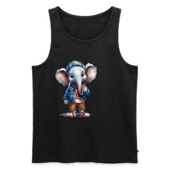 Cute Elephant Cartoon - Men's Premium Organic Tank Top - black - Front - AI Model Male 178 light (178cm)