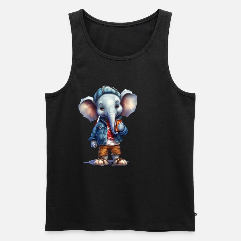 Cute Elephant Cartoon - Männer Premium Bio Tank Top - Schwarz