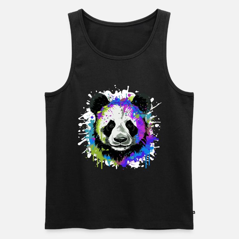 Panda Kopf Porträt Bunt - Männer Premium Bio Tank Top - Schwarz