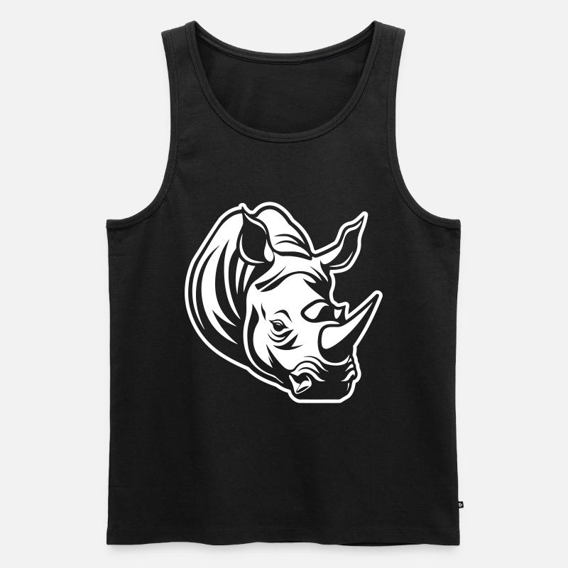 Nashorn Kopf - Männer Premium Bio Tank Top - Schwarz