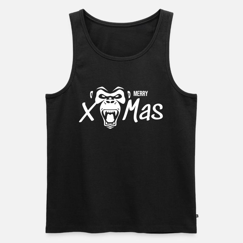 Merry X Mas Gorilla - Männer Premium Bio Tank Top - Schwarz