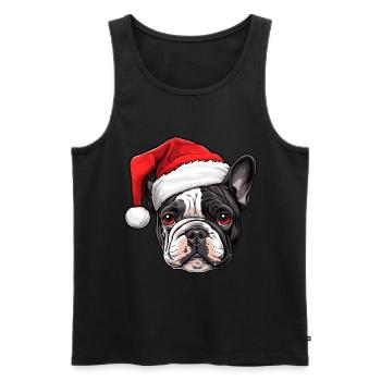 Bouledogue Français tête de chien Noël - Débardeur bio Premium Homme - noir - Devant - Michal (187cm)