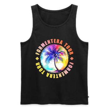 Formentera Tour Colorful - Men's Premium Organic Tank Top - black - Front - AI Model Male 178 light (178cm)