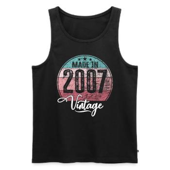 Vintage Made in 2007 Geburtsjahr 2007 Geburtstag - Männer Premium Bio Tank Top - Schwarz - Vorne - AI Model Male 178 light (178cm)