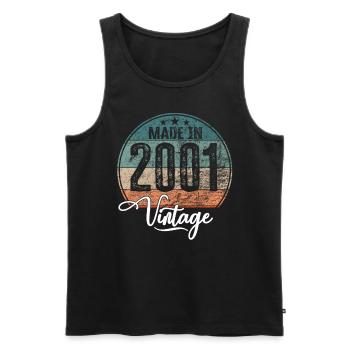 Vintage Fabriqué en 2001 Année de naissance 2001 Anniversaire - Débardeur bio Premium Homme - noir - Devant - Michal (187cm)