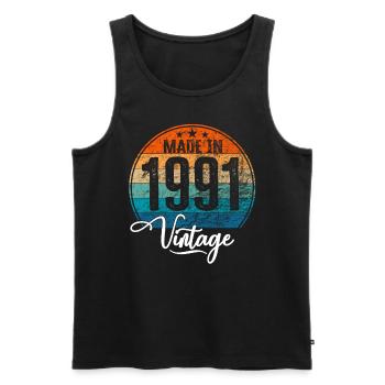 Vintage Made in 1991 Geburtsjahr 1991 Geburtstag - Männer Premium Bio Tank Top - Schwarz - Vorne - AI Model Male 178 light (178cm)