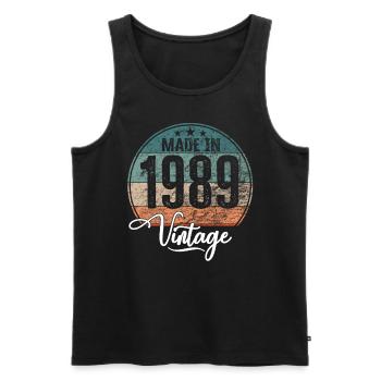 Made in 1989 Vintage Black Shirt 1Vintage Made - Men's Premium Organic Tank Top - black - Front - Michal (187cm)