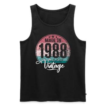 Millésime Fabriqué en 1988 Année de naissance 1988 Anniversaire - Débardeur bio Premium Homme - noir - Devant - AI Model Male 178 light (178cm)