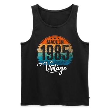 Millésime Fabriqué en 1985 Année de naissance 1985 Anniversaire - Débardeur bio Premium Homme - noir - Devant - Michal (187cm)