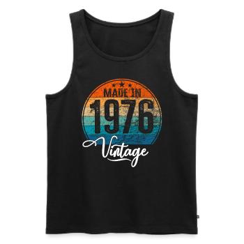 Vintage Made in 1976 Year of birth 1976 Birthday - Men's Premium Organic Tank Top - black - Front - AI Model Male 178 light (178cm)