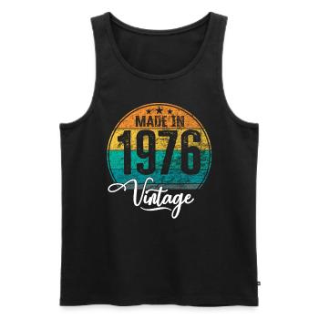 Vintage Made in 1976 Year of birth 1976 Birthday - Men's Premium Organic Tank Top - black - Front - AI Model Male 178 light (178cm)