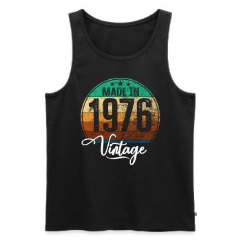 Vintage Made in 1976 Year of birth 1976 Birthday - Men's Premium Organic Tank Top - black - Front - AI Model Male 178 light (178cm)