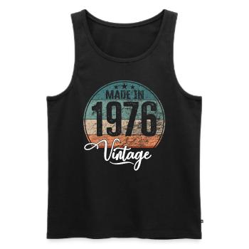 Vintage Made in 1976 Year of birth 1976 Birthday - Men's Premium Organic Tank Top - black - Front - AI Model Male 178 light (178cm)