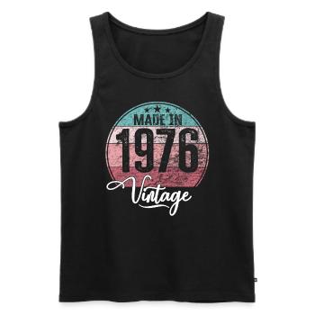 Vintage Made in 1976 Year of birth 1976 Birthday - Men's Premium Organic Tank Top - black - Front - AI Model Male 178 light (178cm)