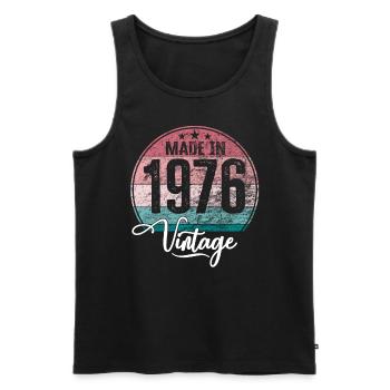 Vintage Made in 1976 Year of birth 1976 Birthday - Men's Premium Organic Tank Top - black - Front - AI Model Male 178 light (178cm)