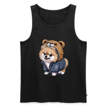 Pomeranian Spitz im Cartoon Look für Hundebesitzer - Männer Premium Bio Tank Top - Schwarz - Vorne - Michal (187cm)