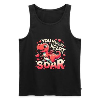 Dinosaure Mignon Cadeau Saint Valentin Humour - Débardeur bio Premium Homme - noir - Devant - Michal (187cm)