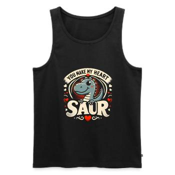 Dinosaure Mignon Cadeau Saint Valentin Humour - Débardeur bio Premium Homme - noir - Devant - Michal (187cm)