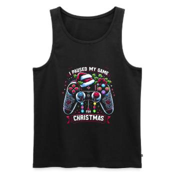 Game on Break for Christmas Gift Humor Geek - Men's Premium Organic Tank Top - black - Front - Michal (187cm)