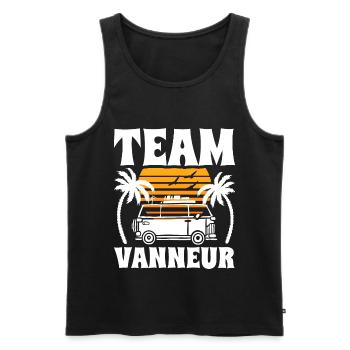 Team Vanneur Humour Camping Blagueur - Débardeur bio Premium Homme - noir - Devant - Michal (187cm)