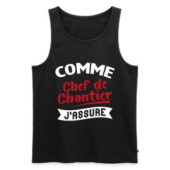Comme Chef de chantier Cadeau humour - Débardeur bio Premium Homme - noir - Devant - Michal (187cm)