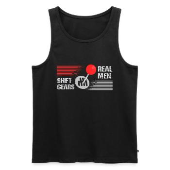 Real men shift gears - Men's Premium Organic Tank Top - black - Front - AI Model Male 178 light (178cm)