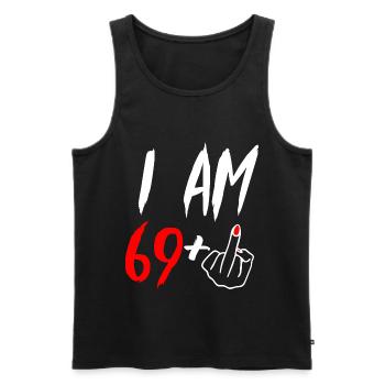70th birthday - Men's Premium Organic Tank Top - black - Front - AI Model Male 178 light (178cm)