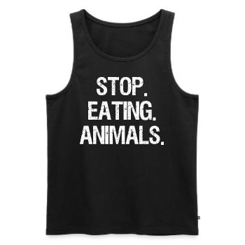Stop Eating Animals Vegan Vegetarians - Men's Premium Organic Tank Top - black - Front - AI Model Male 178 light (178cm)