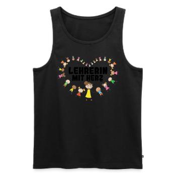 Lehrerin mit Herz - Männer Premium Bio Tank Top - Schwarz - Vorne - Michal (187cm)