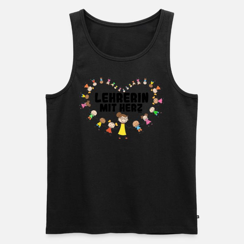 Lehrerin mit Herz - Männer Premium Bio Tank Top - Schwarz