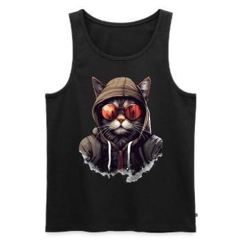 Urban Purrfection: Cat Spirit | Cat lovers - Men's Premium Organic Tank Top - black - Front - AI Model Male 178 light (178cm)