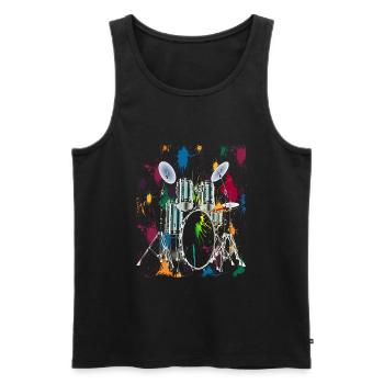 Schlagzeug Drum Set Drummer Drums Grafik Design - Männer Premium Bio Tank Top - Schwarz - Vorne - AI Model Male 178 light (178cm)