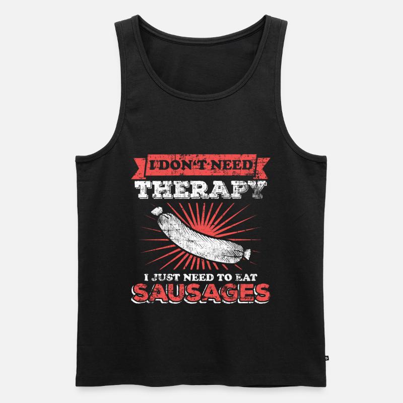 Würstchen Wurst Fleisch - Männer Premium Bio Tank Top - Schwarz
