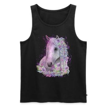 Horse Motif Watercolors Rider Gift - Men's Premium Organic Tank Top - black - Front - Michal (187cm)