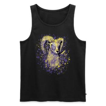 Bunter Widder Sternzeichen - Männer Premium Bio Tank Top - Schwarz - Vorne - Michal (187cm)