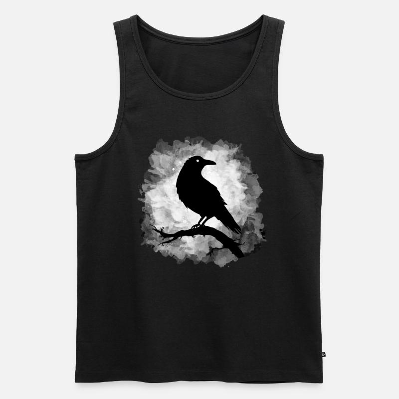 Rabe Krähe Mondschein Düster - Männer Premium Bio Tank Top - Schwarz