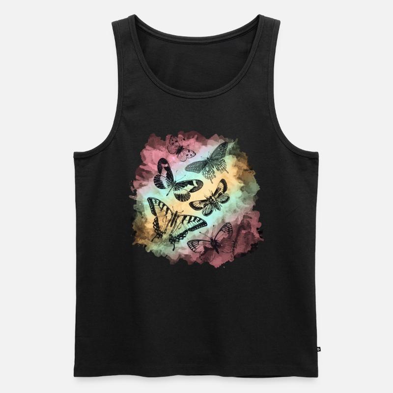 Bunte Schmetterlinge Soft Grunge - Männer Premium Bio Tank Top - Schwarz