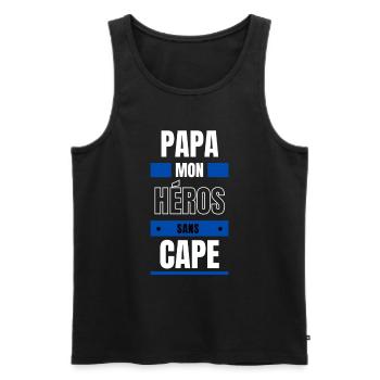 Papa mon héros sans cape - Débardeur bio Premium Homme - noir - Devant - Michal (187cm)