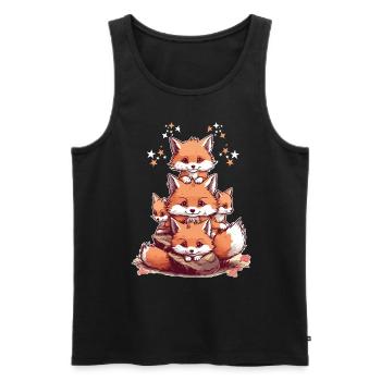 Cute foxes - Men's Premium Organic Tank Top - black - Front - AI Model Male 178 light (178cm)